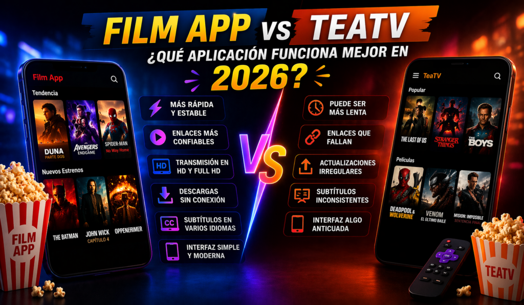Film App vs. TeaTV: ¿Qué aplicación tendrá mejor rendimiento en 2026?