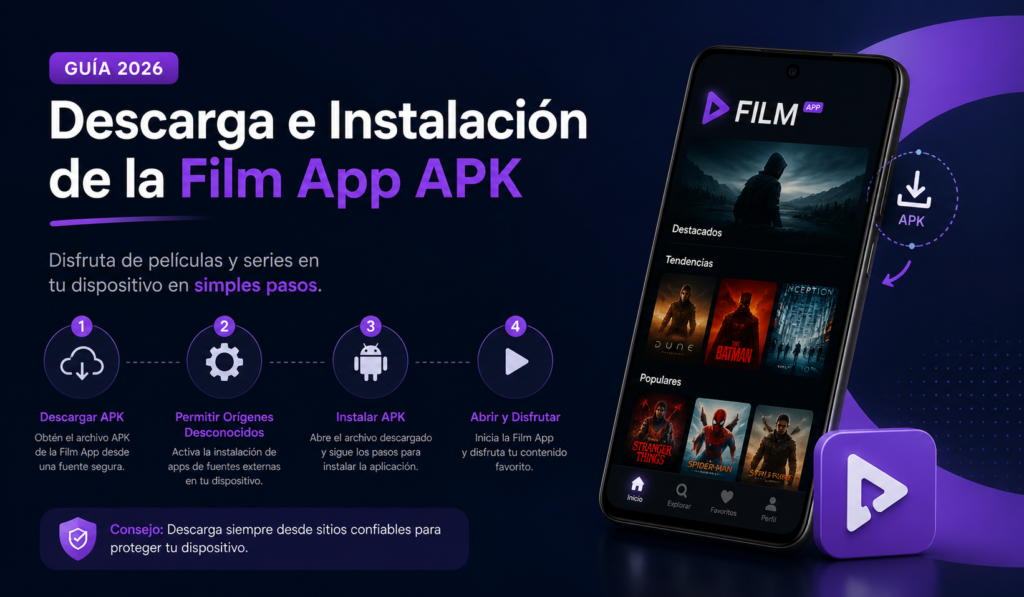 Guía de descarga e instalación de la APK de la Film App (2026)